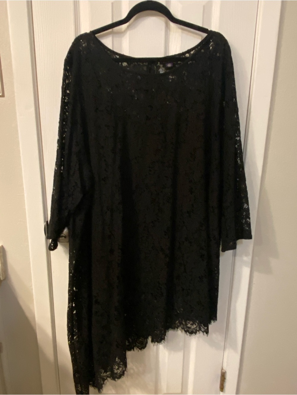 Roaman's Plus Size 32 Black Lace Asymmetric 3Pc Pant Set Evening Wear